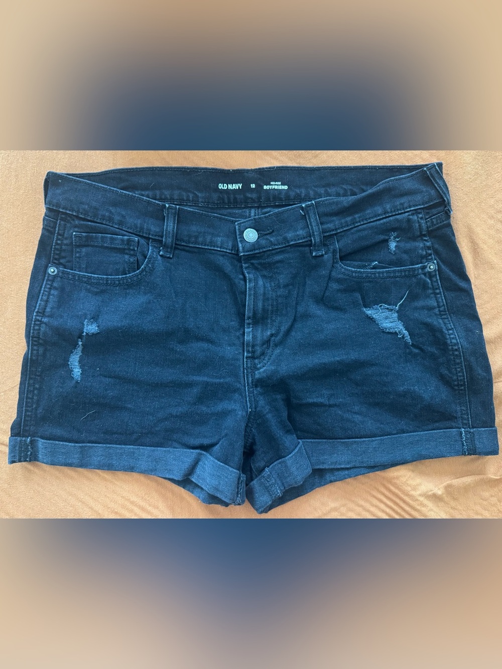 Old Navy Boyfriend Black Denim Shorts 3in